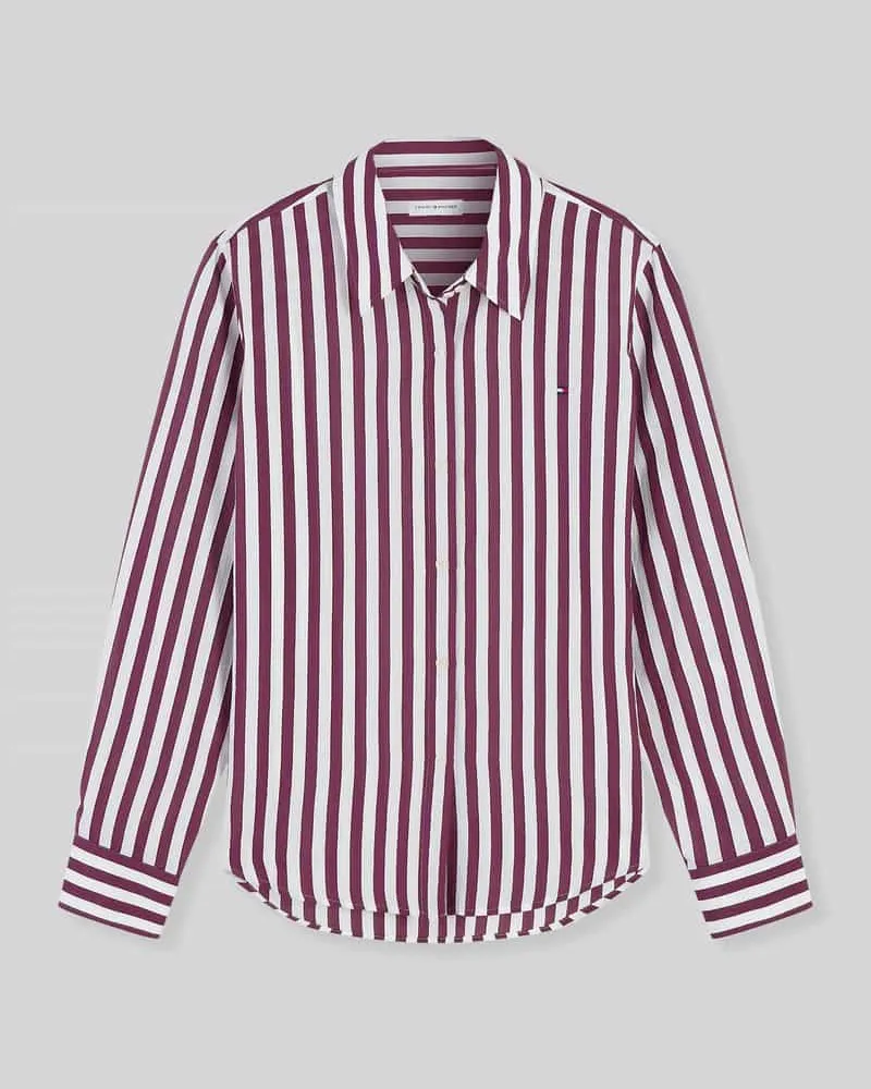 Tommy Hilfiger Langarmbluse mit Streifen-Muster Dunkelrot