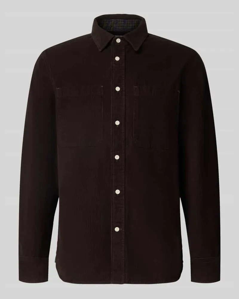 Barbour Regular Fit Cordhemd aus reiner Baumwolle Dunkelbraun