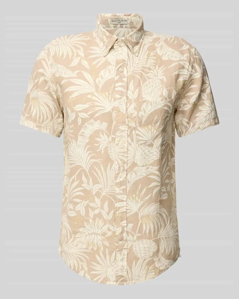 Gant Regular Fit Leinenhemd mit Button-Down-Kragen Beige