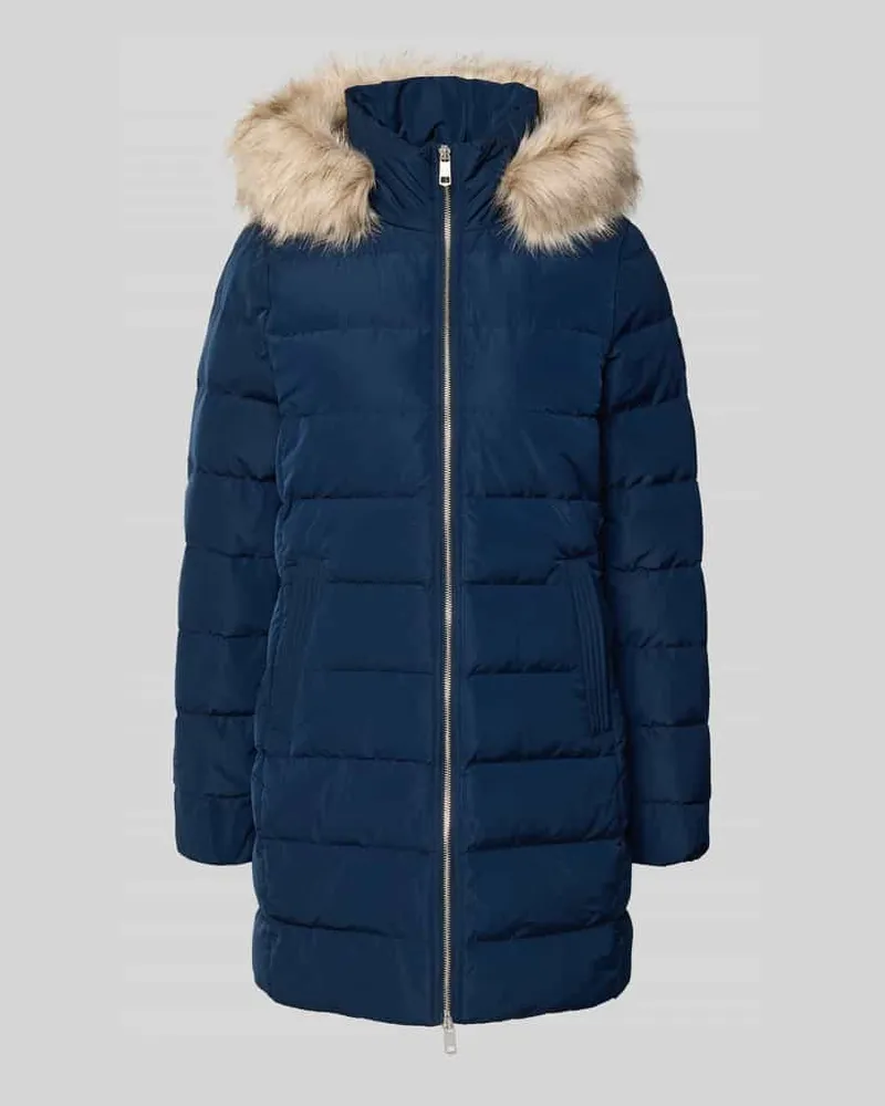 Tommy Hilfiger Slim Fit Daunenmantel mit abnehmbarem Kunstpelzbesatz Marine