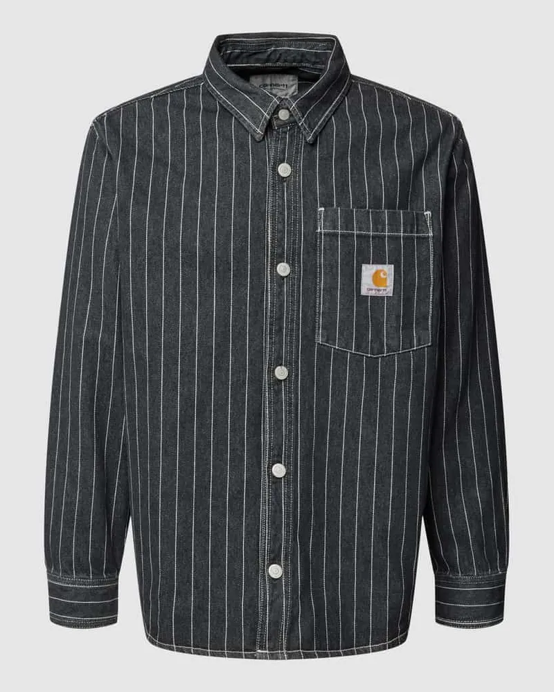 Carhartt WIP Regular Fit Freizeithemd mit Streifenmuster Modell 'ORLEAN Black