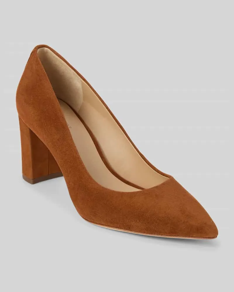 Ralph Lauren Pumps aus echtem Leder mit Logo-Detail Cognac