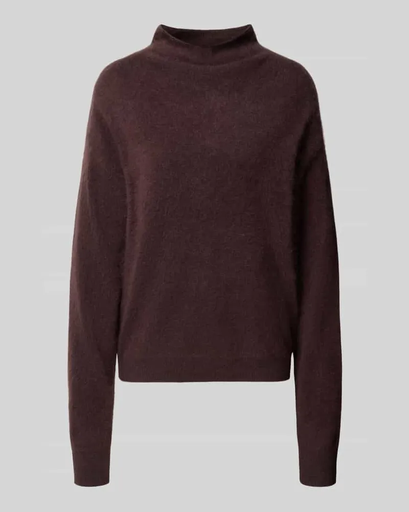 HUGO BOSS Pullover aus Wolle Kaschmir mit Mock Neck Dunkelbraun