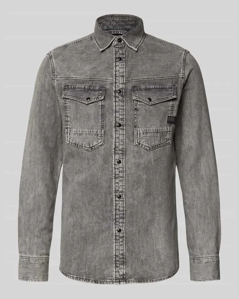 G-STAR RAW Slim Fit Jeanshemd mit Brusttaschen Modell 'Dakota Mittelgrau
