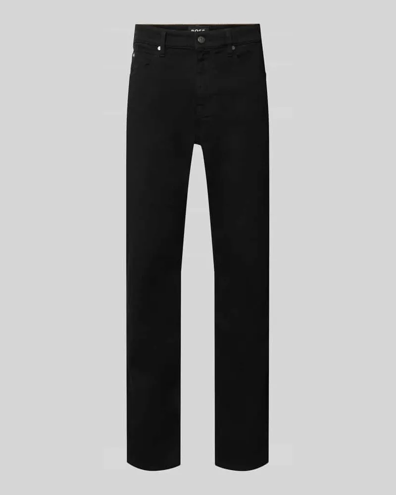 HUGO BOSS Straight Fit Jeans aus Baumwoll-Mix Modell 'Re.Maine Black