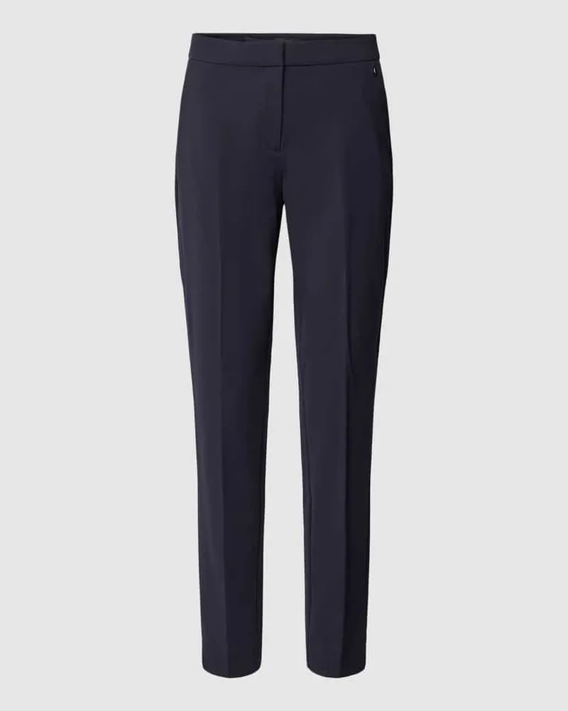 COMMA Slim Fit Stoffhose aus Viskose-Mix mit Logo-Applikation Marine