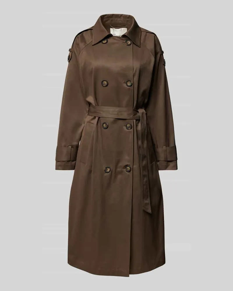 My Essential Wardrobe Trenchcoat mit Bindegürtel Modell 'Mira Dunkelbraun