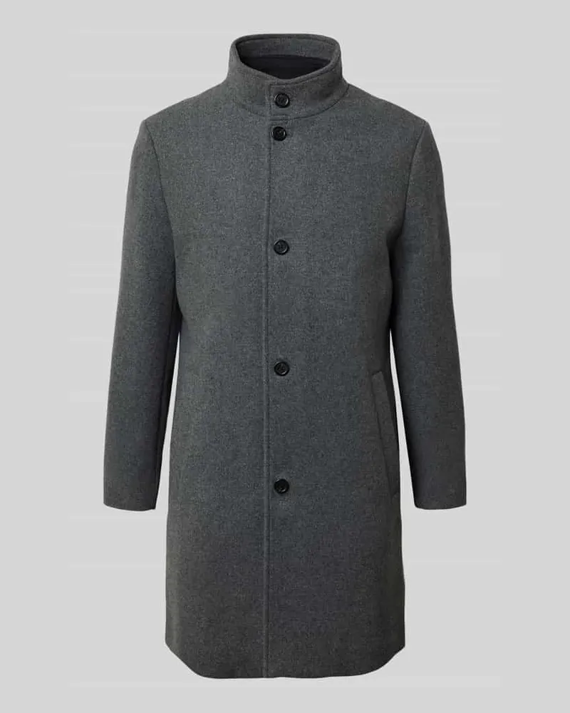 Selected Homme Regular Fit Wollmantel mit Stepp-Einsatz Modell 'RAINAR Silber