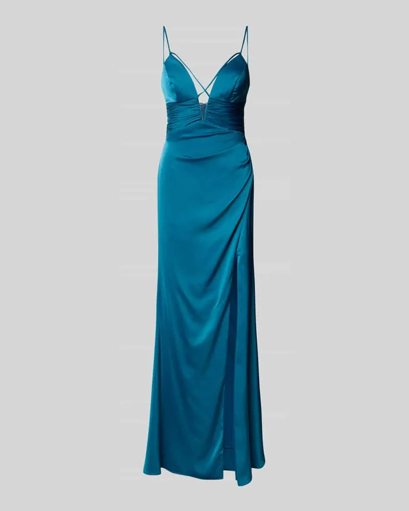 LUXUAR Abendkleid mit seitlicher Raffung Ocean