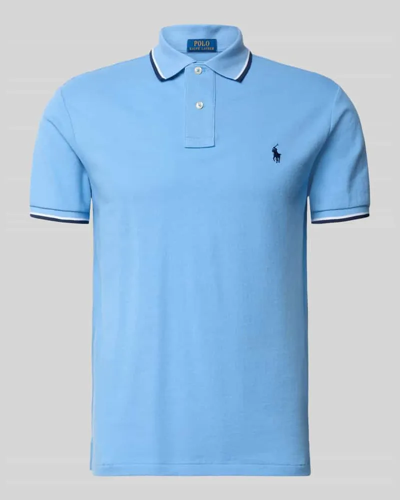 Ralph Lauren Slim Fit Poloshirt aus reiner Baumwolle Bleu