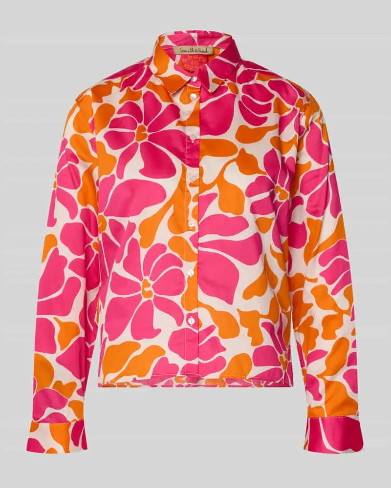 Smith & Soul Bluse mit Knopfleiste und Hemdblusenkragen Pink