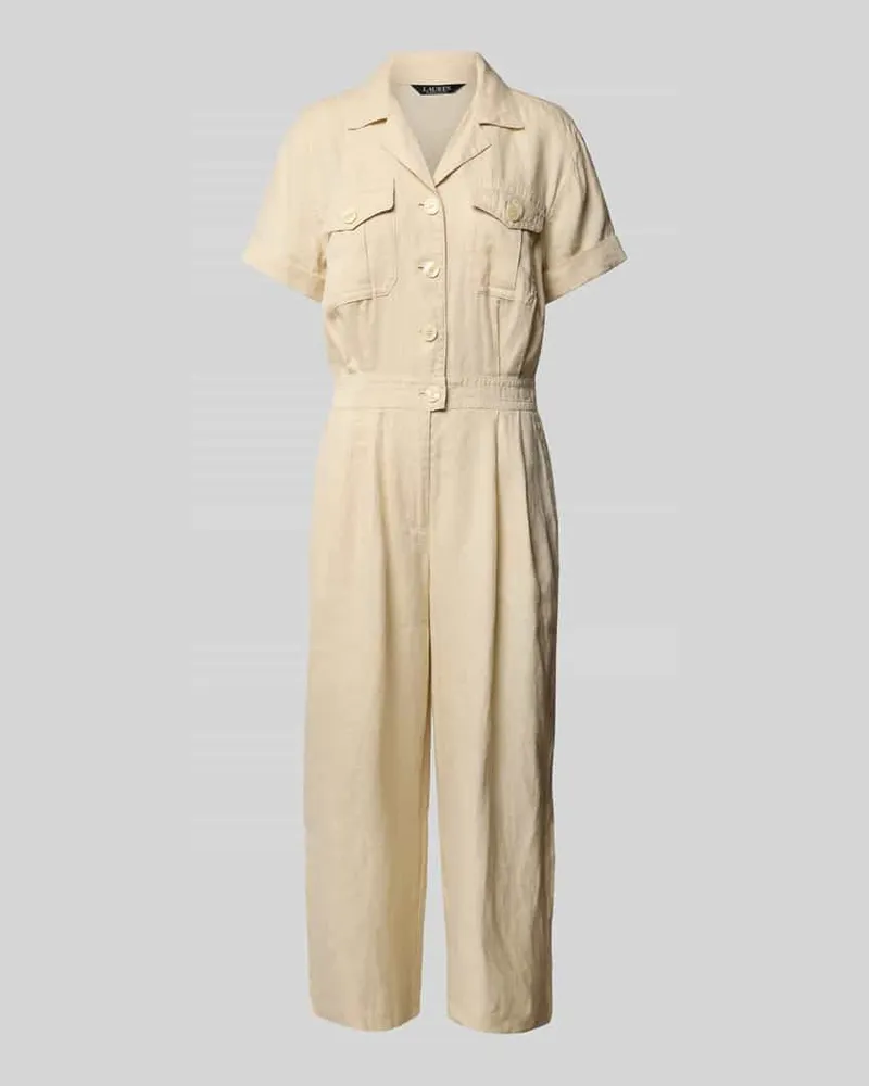 Ralph Lauren Jumpsuit aus Leinen mit Reverskragen Modell 'FABRICIA Beige
