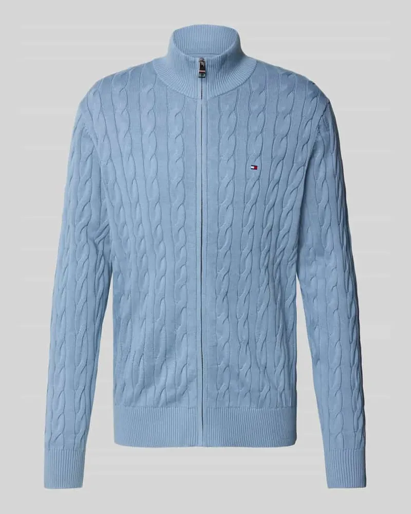 Tommy Hilfiger Regular Fit Strickjacke aus reiner Baumwolle Hellblau