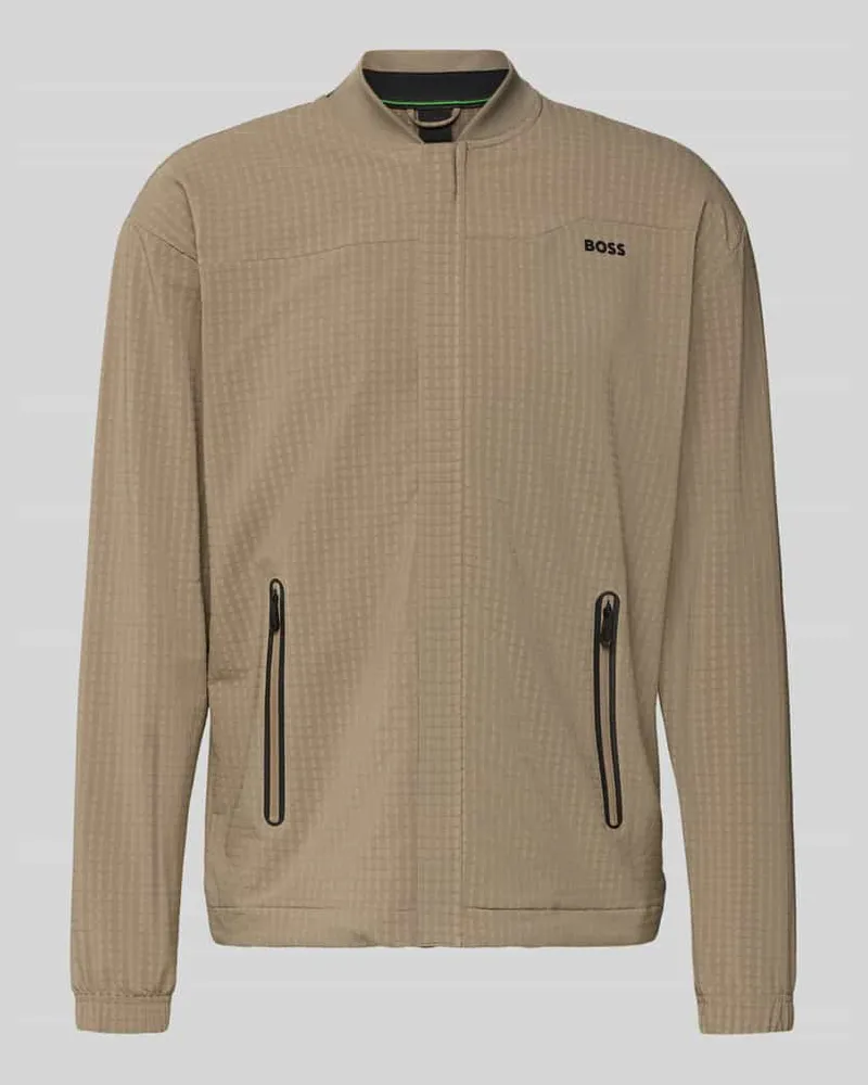 HUGO BOSS Relaxed Fit Sweatjacke in Waffelstruktur Modell 'TERRACE Hellgruen