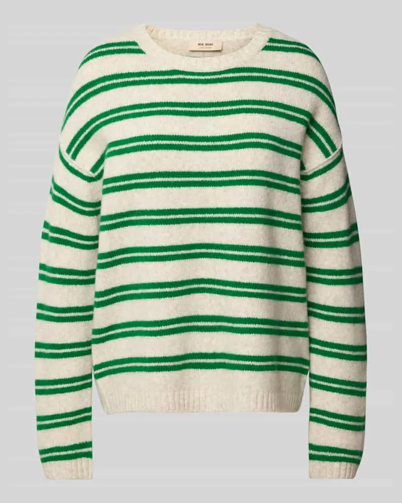 Mos Mosh Relaxed Fit Strickpullover mit Rundhalsausschnitt Modell 'Khai Gruen