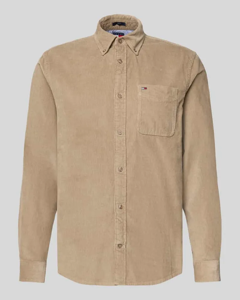 Tommy Hilfiger Regular Fit Freizeithemd aus reiner Baumwolle Beige