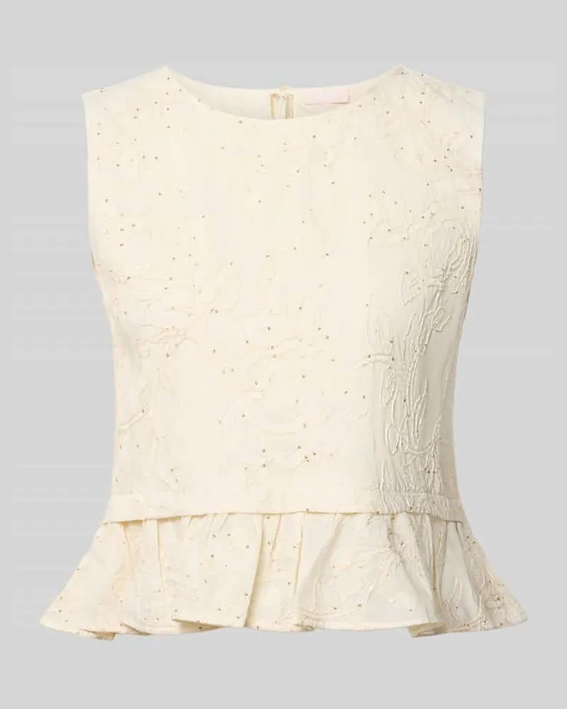Liu Jo Blusentop aus Baumwolle mit Stitchings Ecru