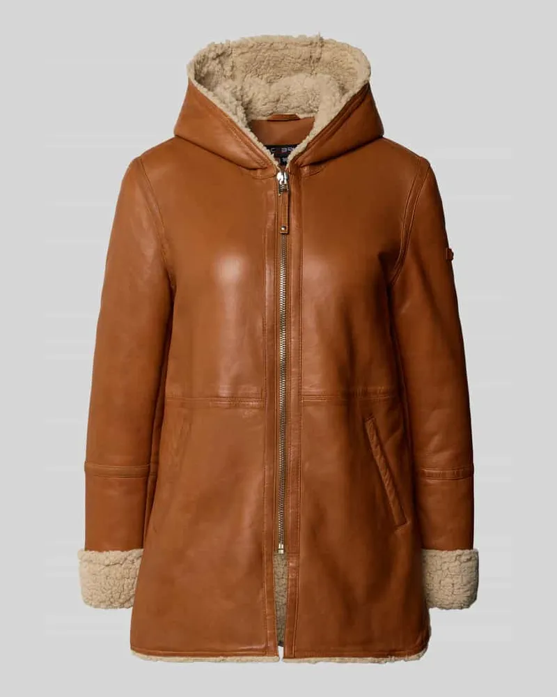 CABRINI Ledermantel aus echtem Lammfellnappa Cognac
