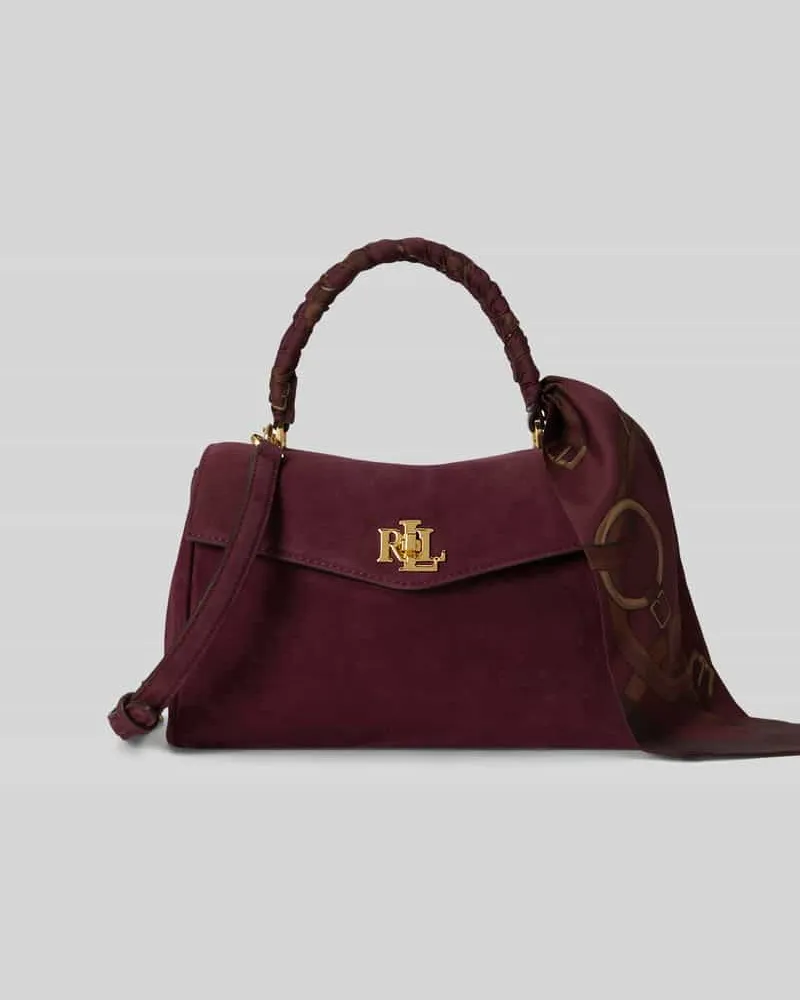 Ralph Lauren Kleine Satchel aus Kalbnappaleder mit Tuchdetail Modell 'FARRAH Dunkelbraun