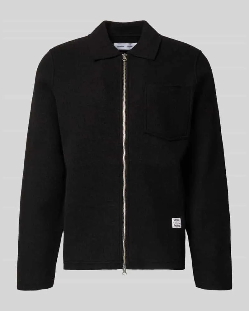 Samsøe & Samsøe Regular Fit Hemdjacke mit Zweiwege-Reißverschluss Modell 'HANNES Black