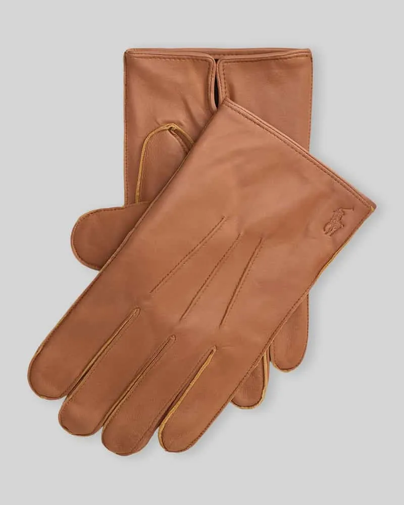 Ralph Lauren Handschuhe aus Schafsnappa mit Logo-Prägung Cognac