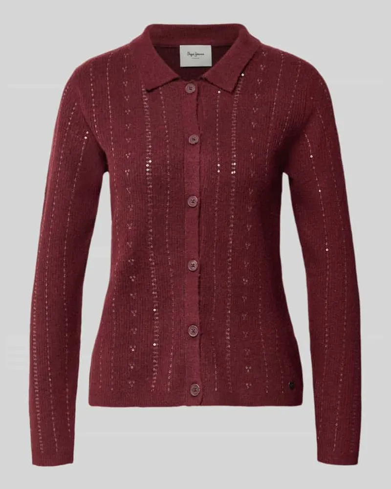 Pepe Jeans Regular Fit Strickjacke mit Woll-Anteil Modell 'ELAINE Rot