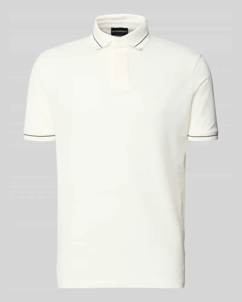 Emporio Armani Slim Fit Poloshirt mit Label-Stitching Offwhite