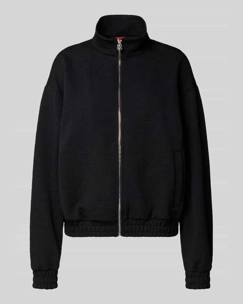 HUGO BOSS Regular Fit Sweatjacke mit Strukturmuster Modell 'DARGIE Black