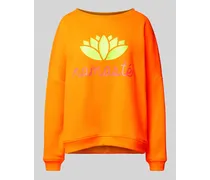 Sweatshirt mit Statement-Print Modell 'Namaste' in orange
