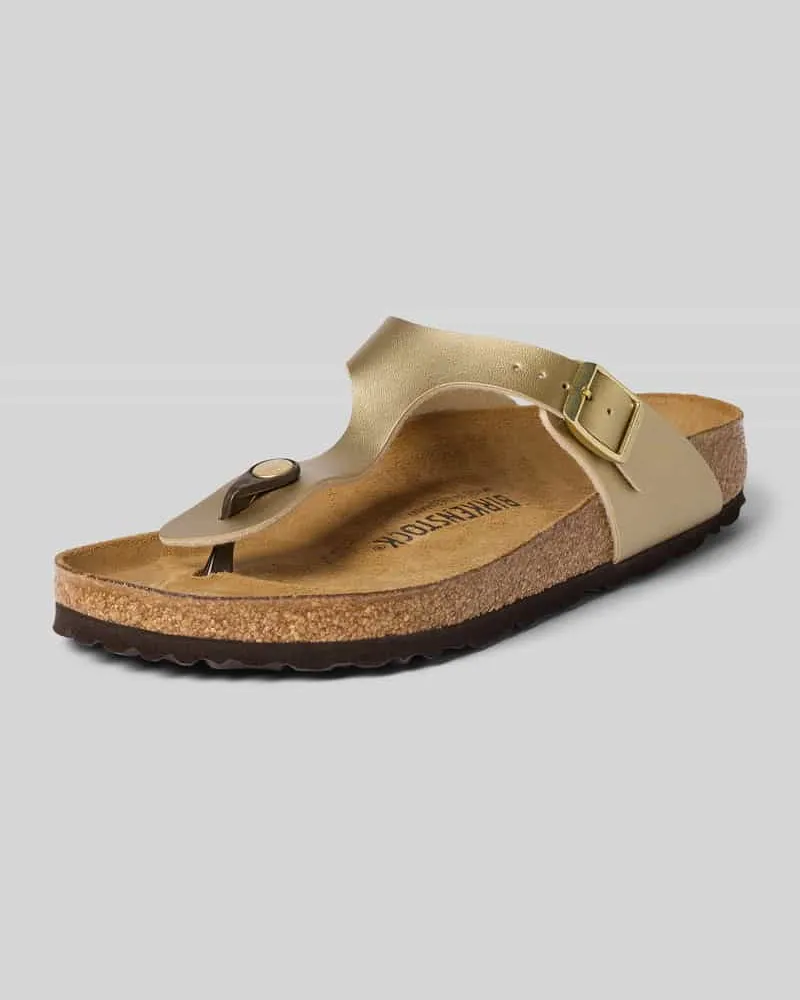 Birkenstock Slipper in Leder-Optik Modell 'Gizeh Gold