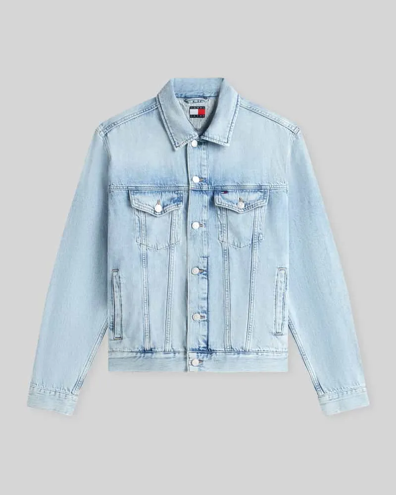 Tommy Hilfiger Regular Fit Jeansjacke aus reiner Baumwolle mit Logo-Patch Hellblau