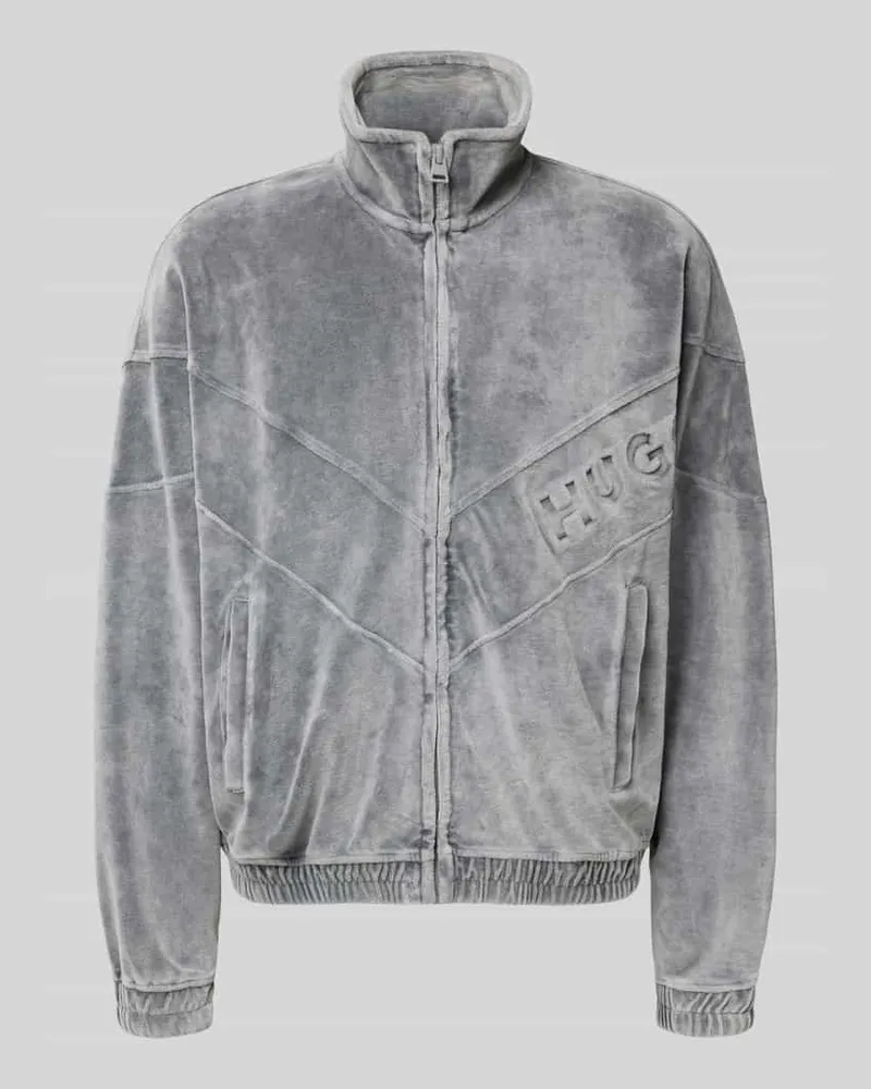 HUGO BOSS Oversized Sweatjacke aus Baumwoll-Mix Modell 'DELSO Mittelgrau