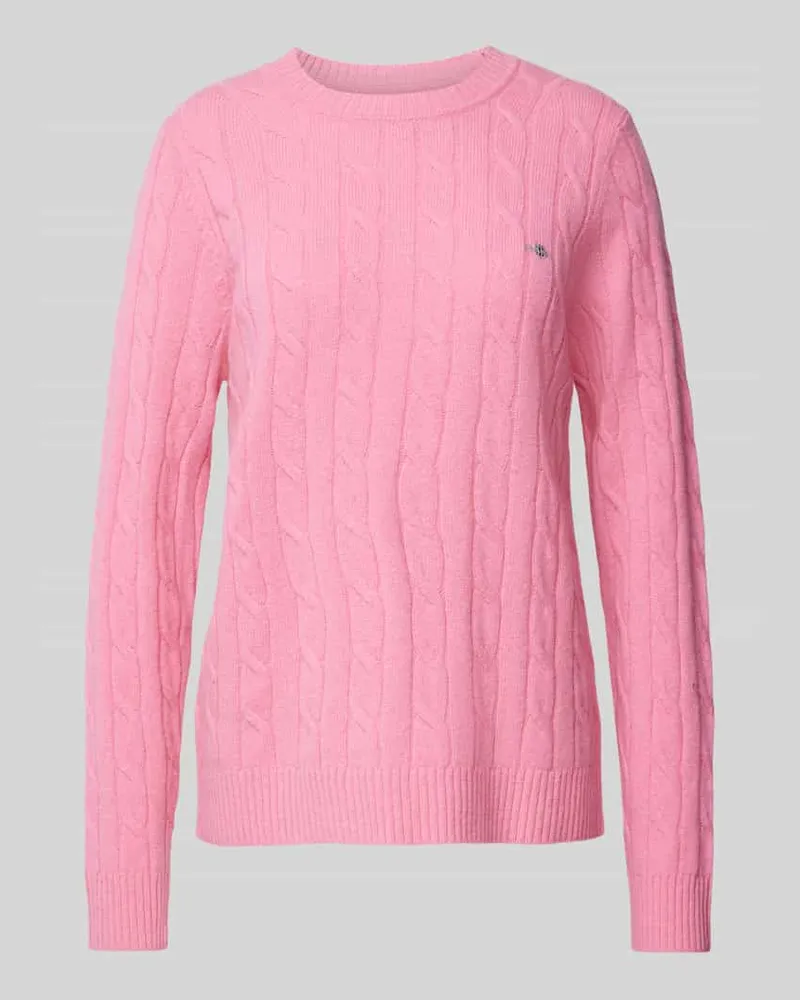 Gant Strickpullover mit Zopfmuster Pink