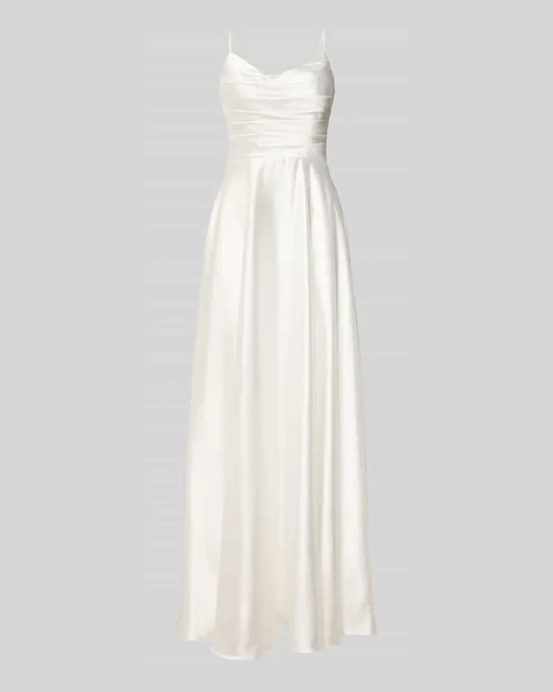 LUXUAR Abendkleid aus Satin mit Drapierungen Offwhite