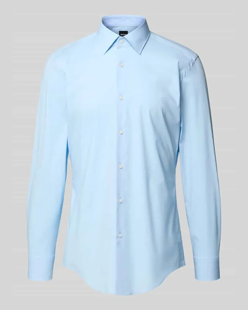 HUGO BOSS Slim Fit Businesshemd aus Baumwoll-Mix Modell 'H-HANK Bleu