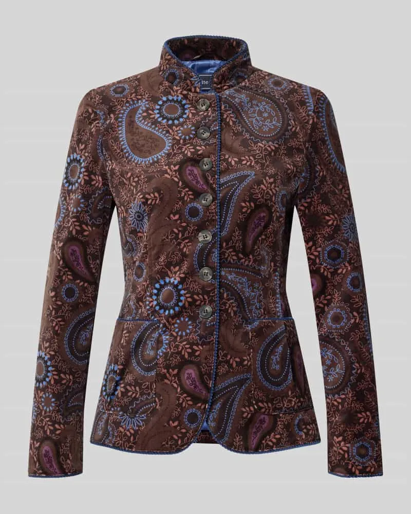 White Label Slim Fit Blazer mit Viskose-Anteil und Stehkragen Dunkelbraun