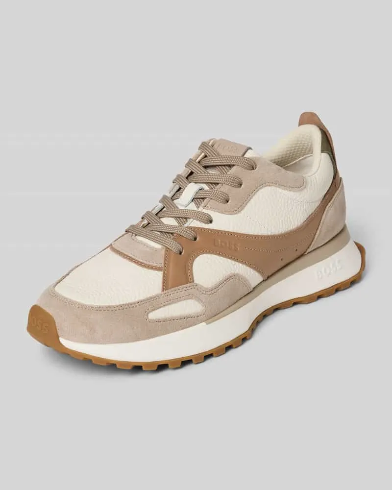 HUGO BOSS Low Top Sneaker aus echtem Leder Beige
