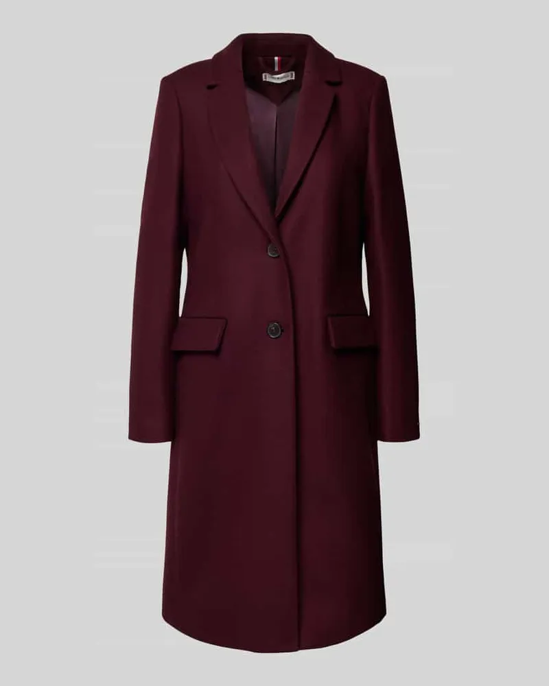 Tommy Hilfiger Regular Fit Mantel aus Woll-Mix mit Kaschmir-Anteil Bordeaux