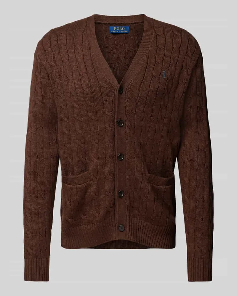 Ralph Lauren Cardigan mit Zopfmuster Camel