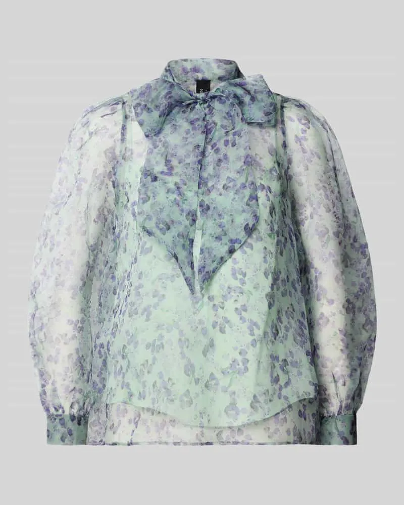 Marc Cain Regular Fit Schluppenbluse aus Seide Gruen