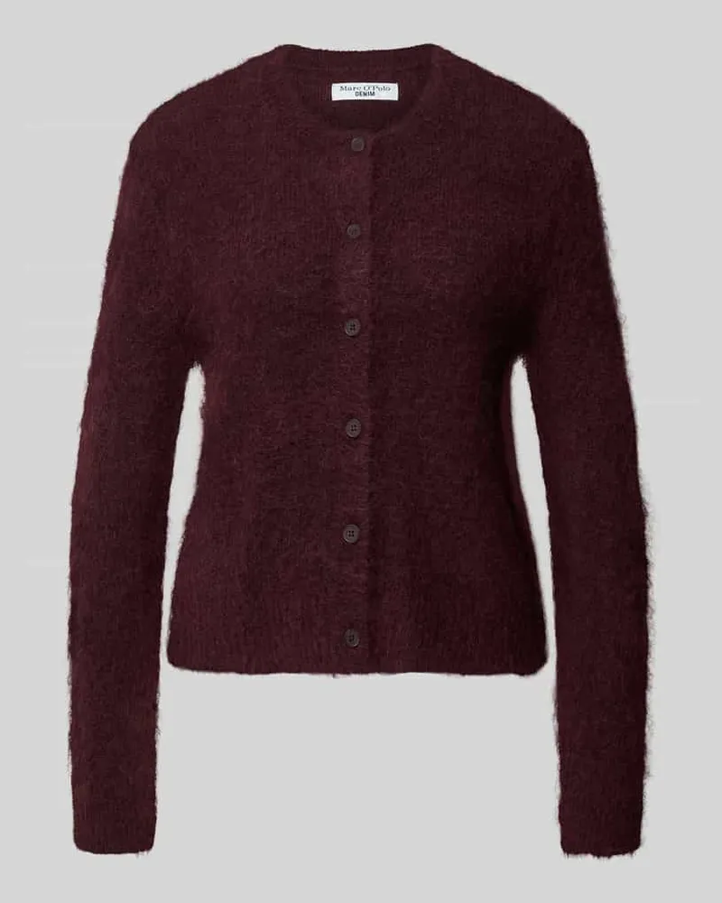 Marc O'Polo Strickjacke aus Mohair mit Label-Detail Pflaume