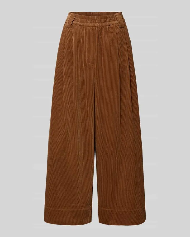 Essentiel Culotte mit Bundfalten Cord Mittelbraun