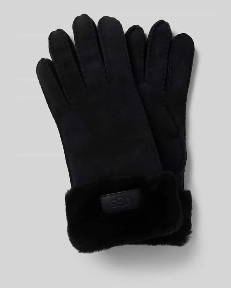 UGG Handschuhe aus Lammleder mit Label-Detail Black