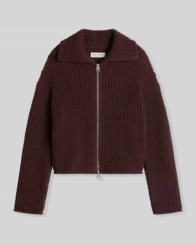 Marc O'Polo Loose Fit Cardigan aus Baumwoll-Mix Dunkelrot