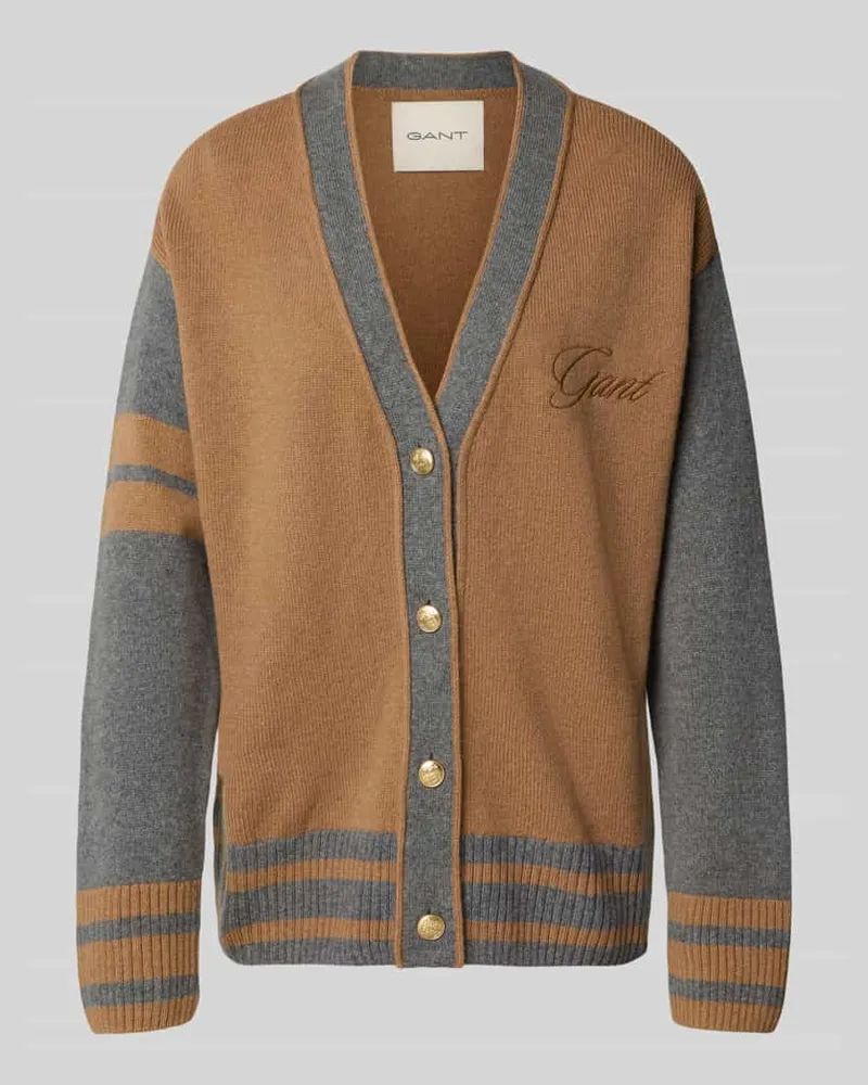 Gant Loose Fit Strickjacke aus Woll-Kaschmir-Mix Camel