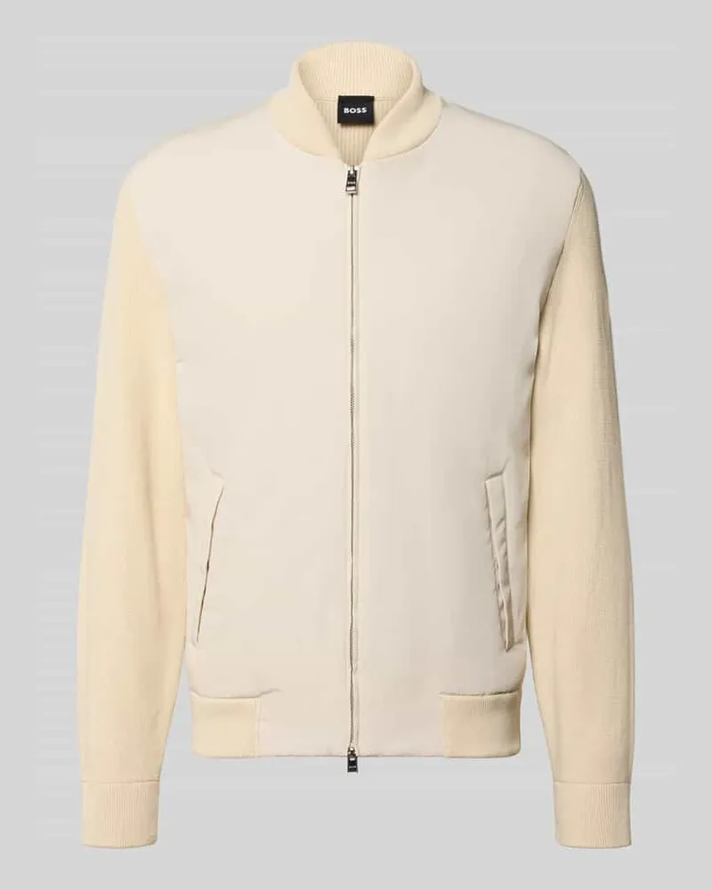 HUGO BOSS Regular Fit Strickjacke aus Baumwoll-Mix Modell 'C-UBAIO Offwhite