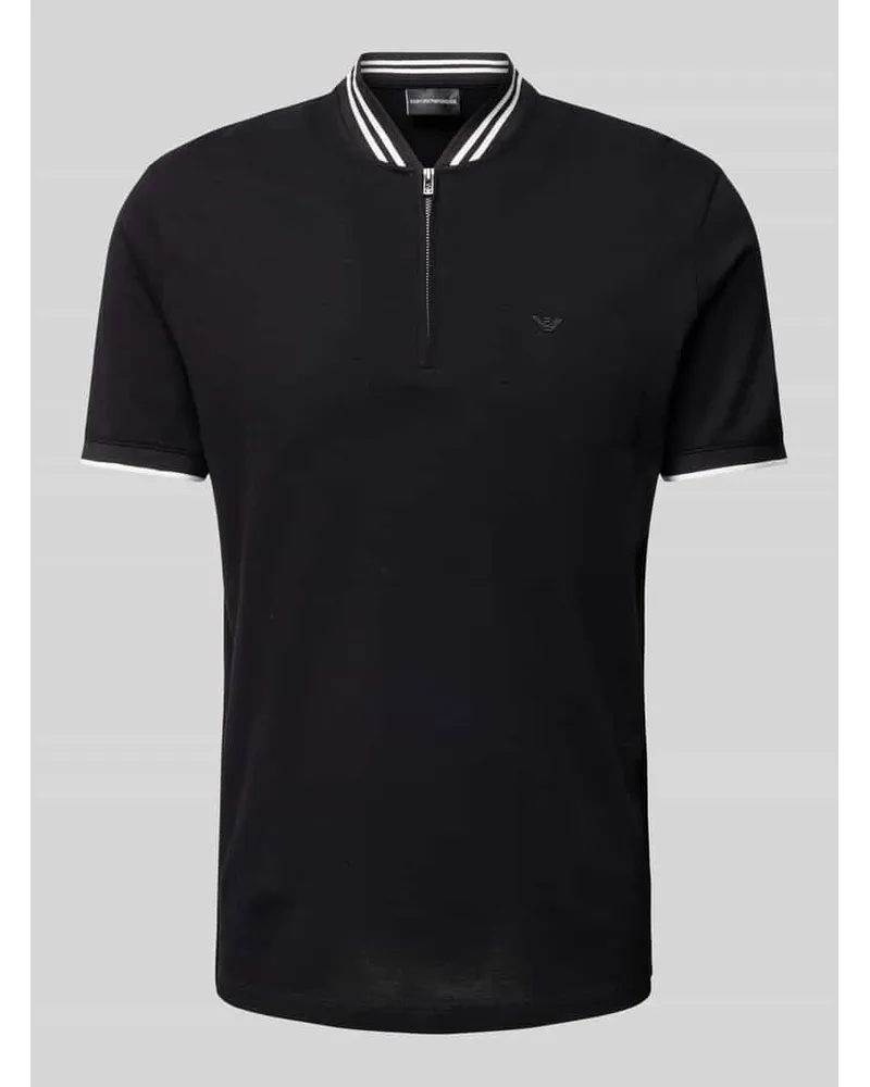 Emporio Armani Slim Fit Poloshirt mit Kontraststreifen Black