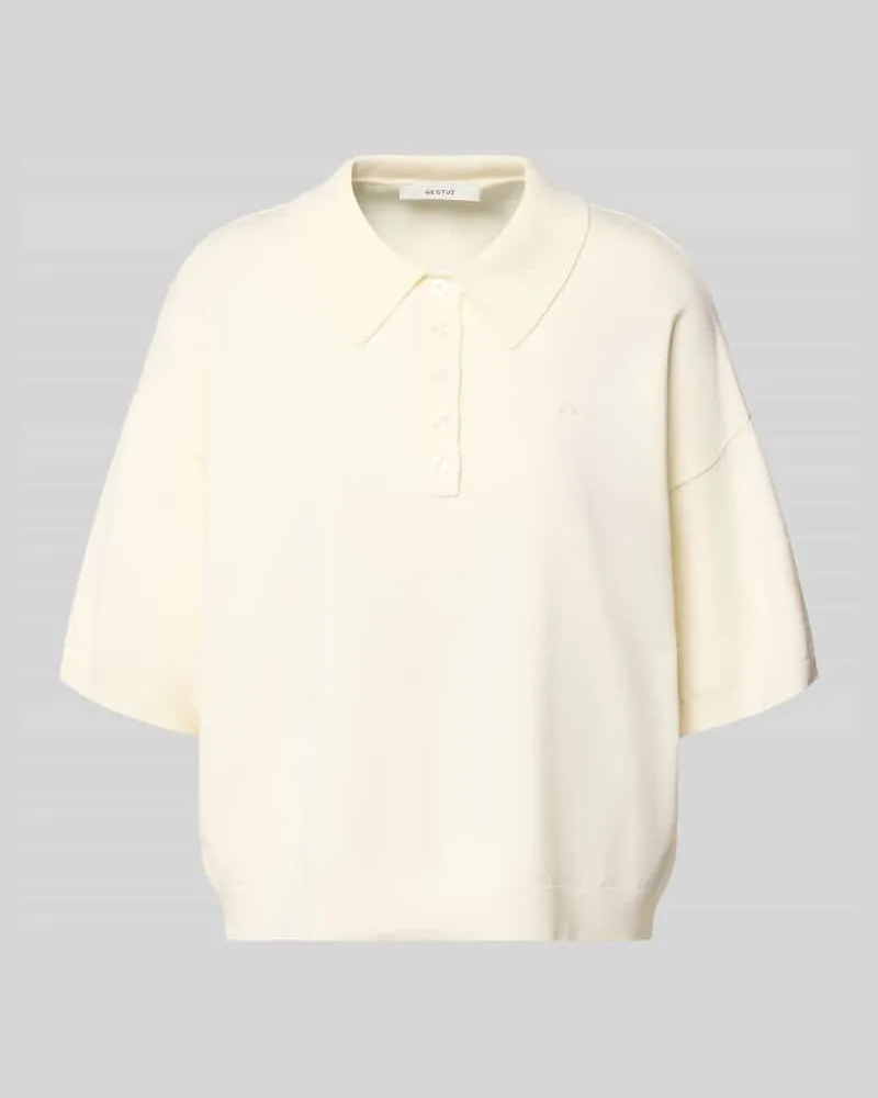 Gestuz Oversized Strickpullover mit Polokragen Modell 'talla Offwhite