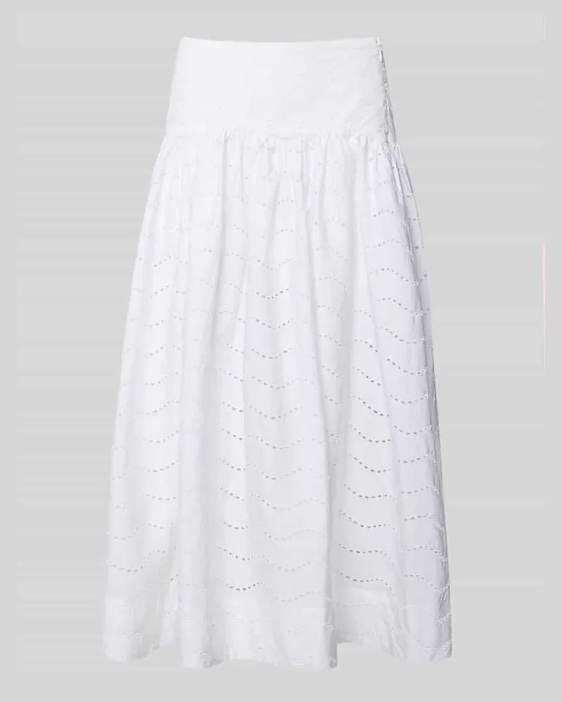 Ralph Lauren A-Linie Maxi-Rock aus reiner Baumwolle Weiss