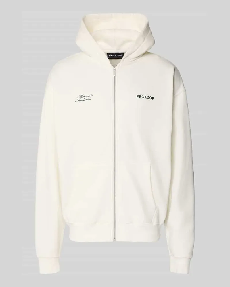 PEGADOR Oversized Sweatjacke mit Label-Print Modell 'Rochefort Offwhite